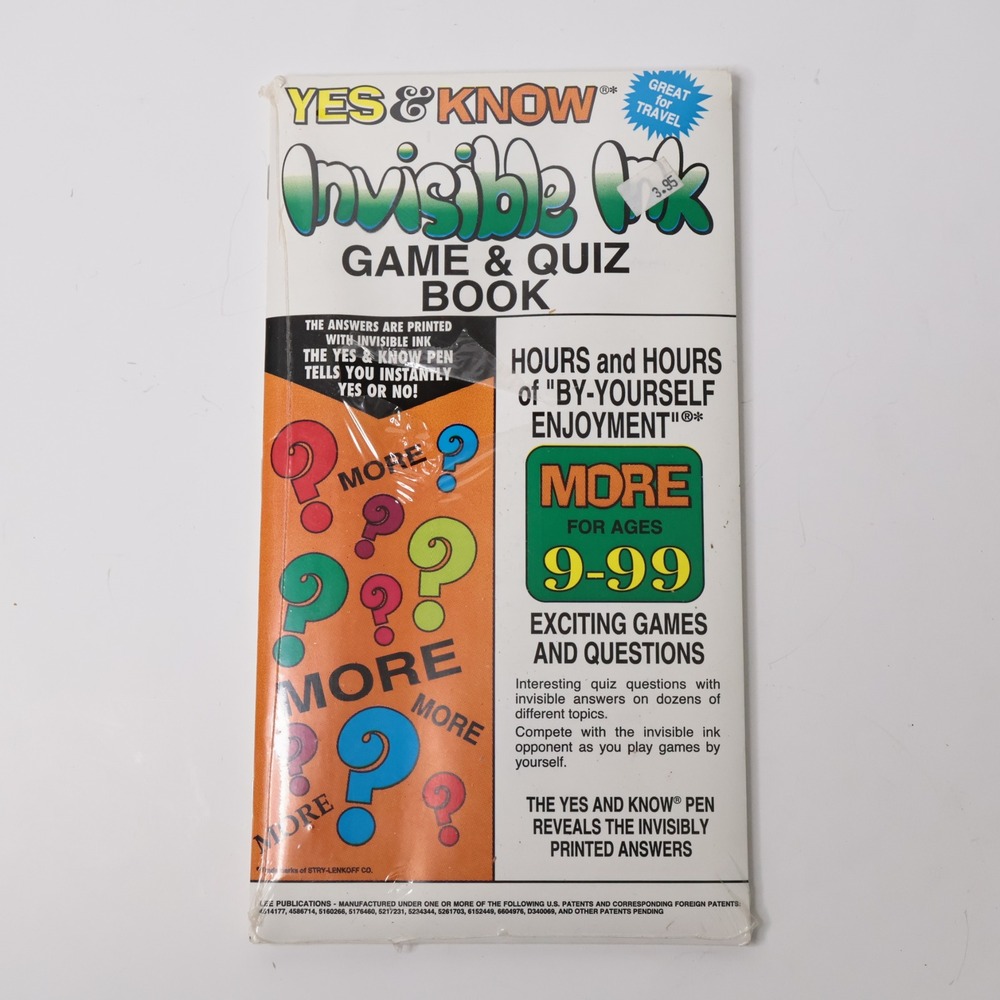 Yes & Know Invisible Ink Game & Quiz Book New *NO PEN Vintage NOS Retro Car Game